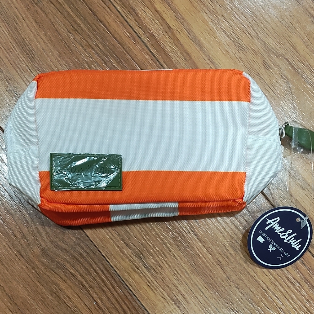 Anne Klein Orange and White Toiletry Bag